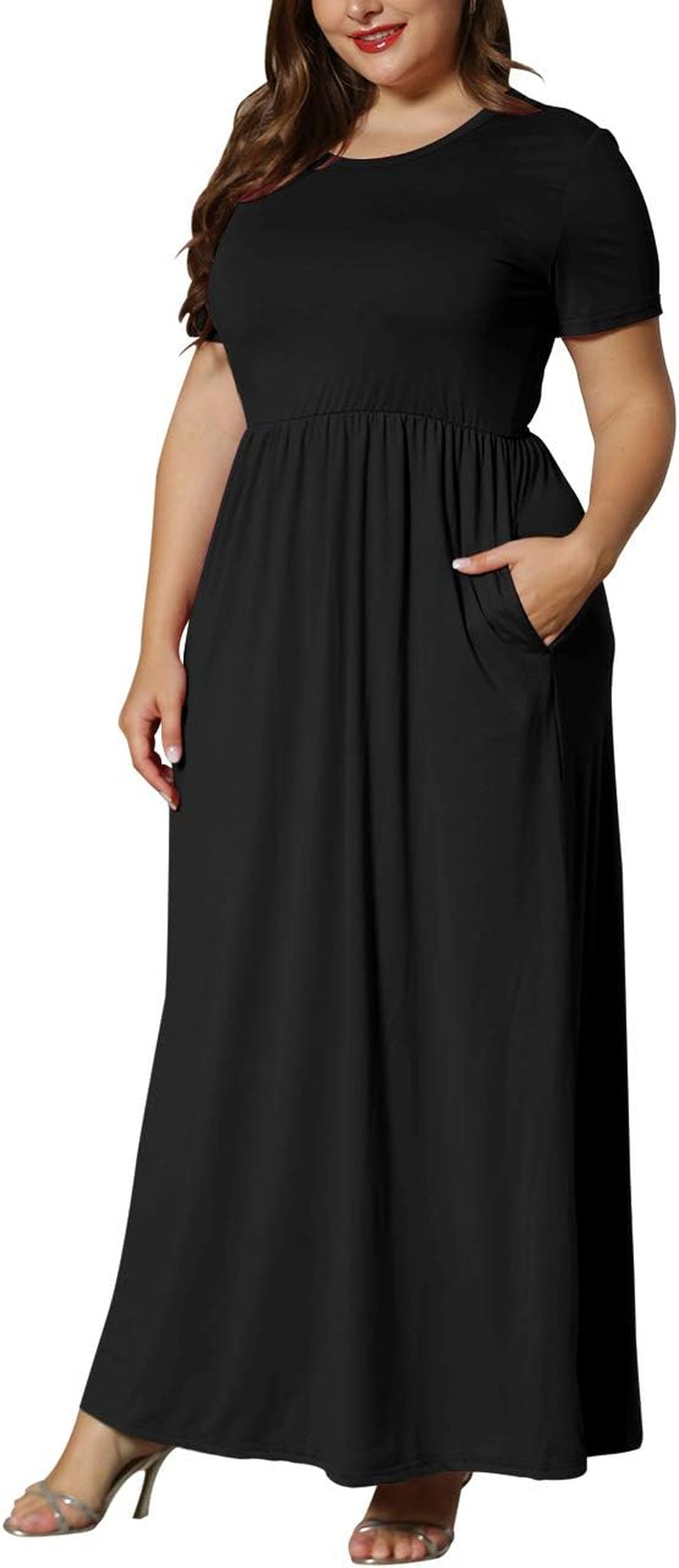 Women’S plus Size Maxi Dresses for Curvy Women Summer Casual Short Sleeve 2025 Long Dress 14W-26W