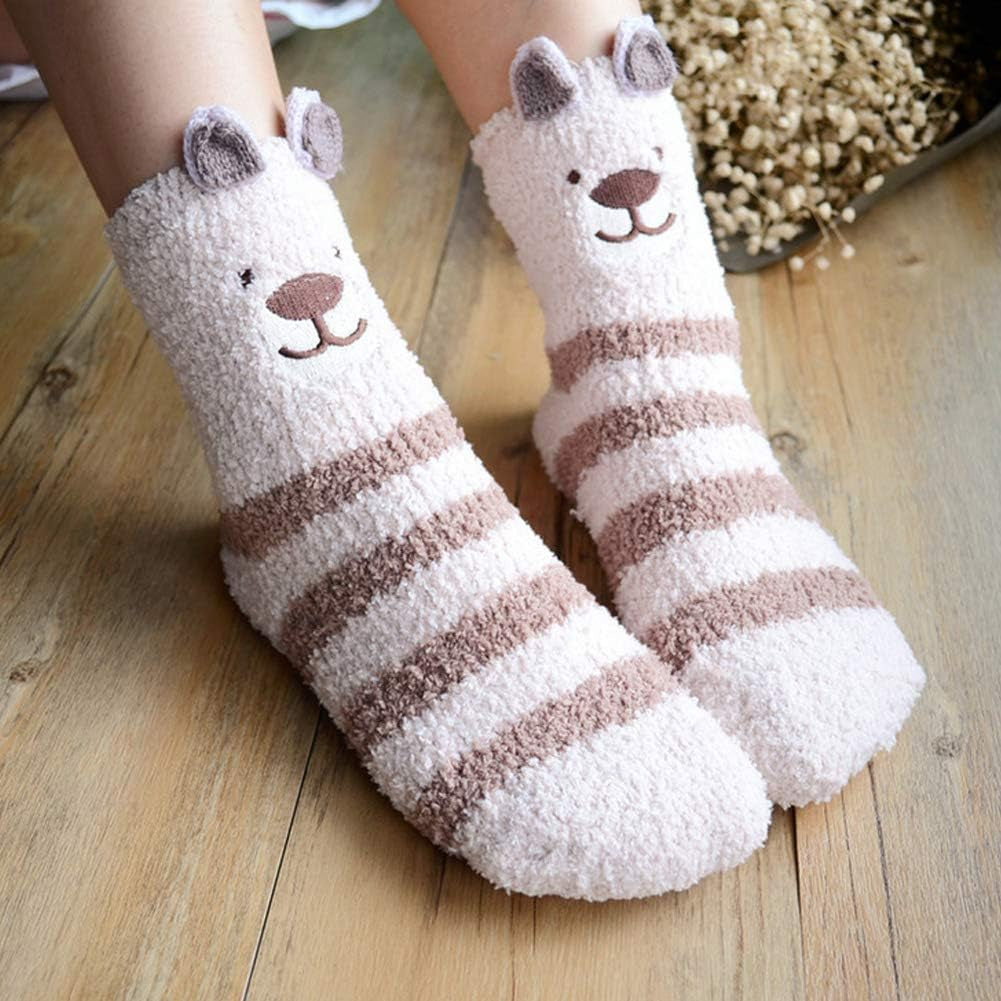 Panvbo Fuzzy Socks for Women, Winter Warm Super Soft Cozy Fluffy Plush Home Slipper Socks, Love Heart Patterned