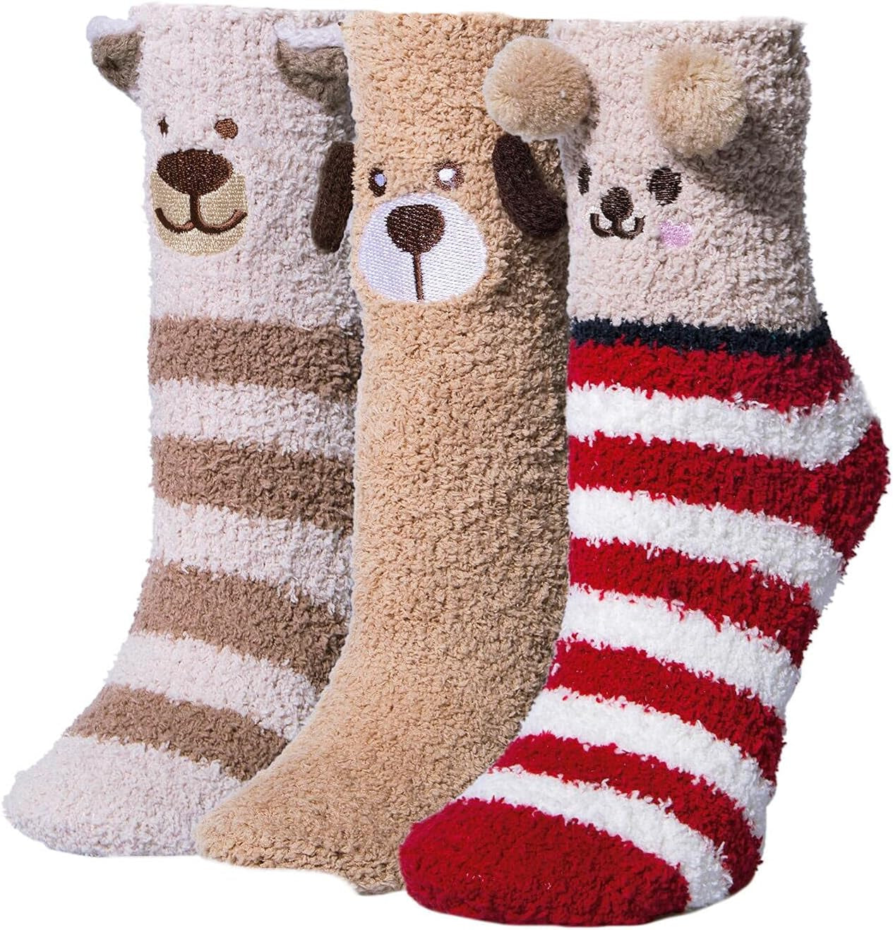 Panvbo Fuzzy Socks for Women, Winter Warm Super Soft Cozy Fluffy Plush Home Slipper Socks, Love Heart Patterned