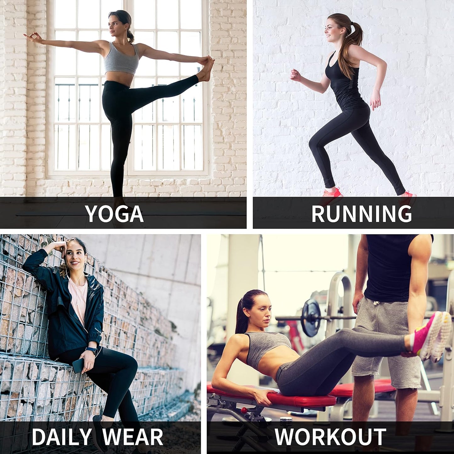 Lifesky Women Yoga Leggings Pants: High Waist Tummy Control 4-Way Stretch Yoga Pants with 3 Pockets for Ladies - Compression Anti-Squat Proof Tights for Workout Gym Running Athletic Exercise Fitness