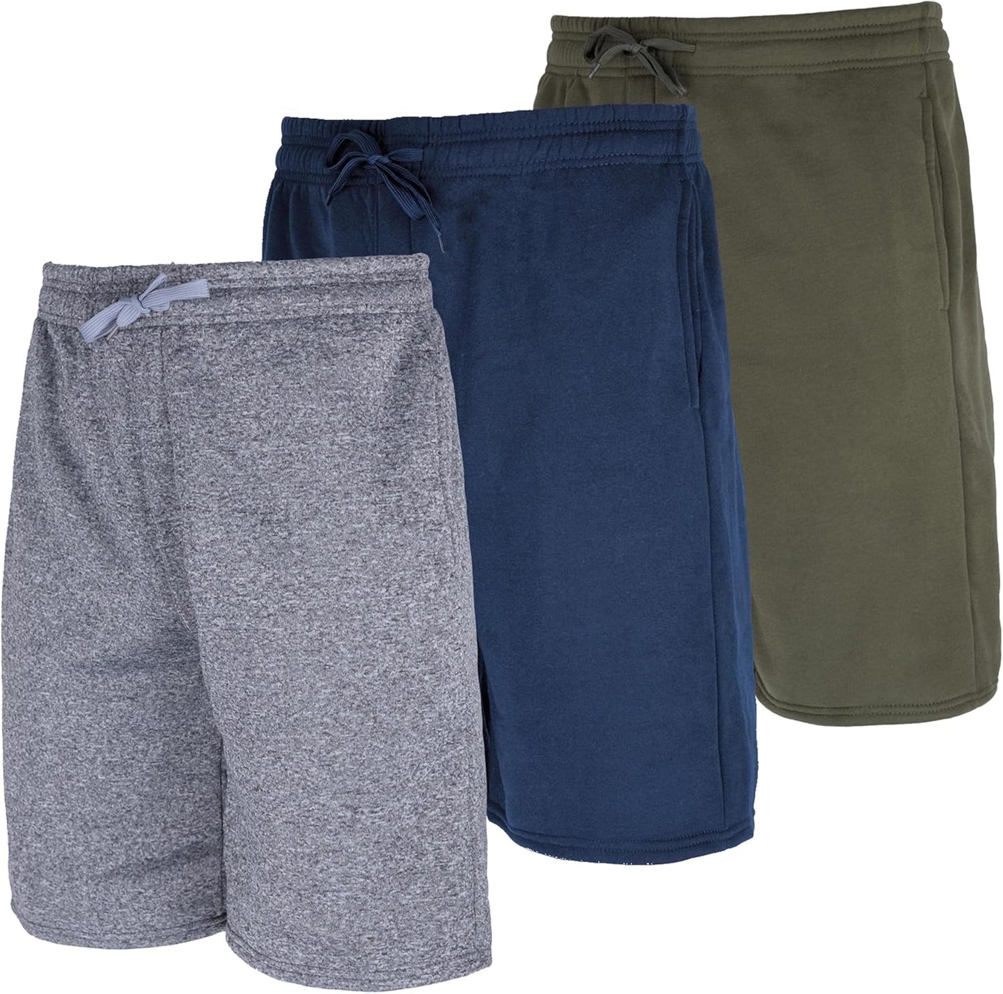 3 Pack: Men'S 9" Fleece Casual Lounge Athletic Shorts-Regular & Big-Tall Sizes