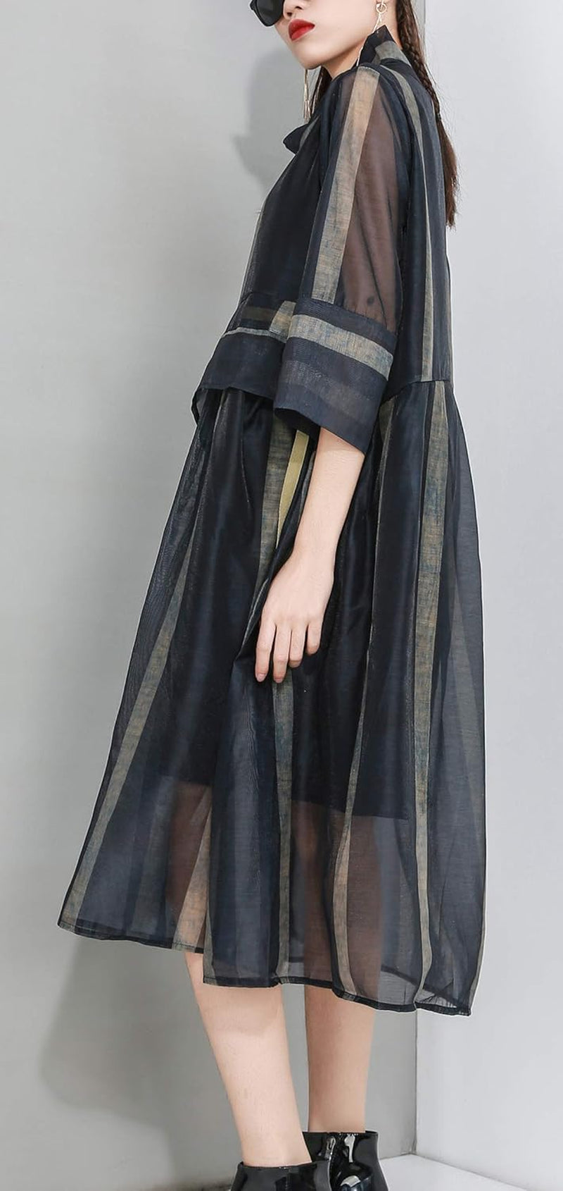 Women'S Summer Half Sleeve Tulle Dress Casual Loose Fit Organza Funky Dress GY2280