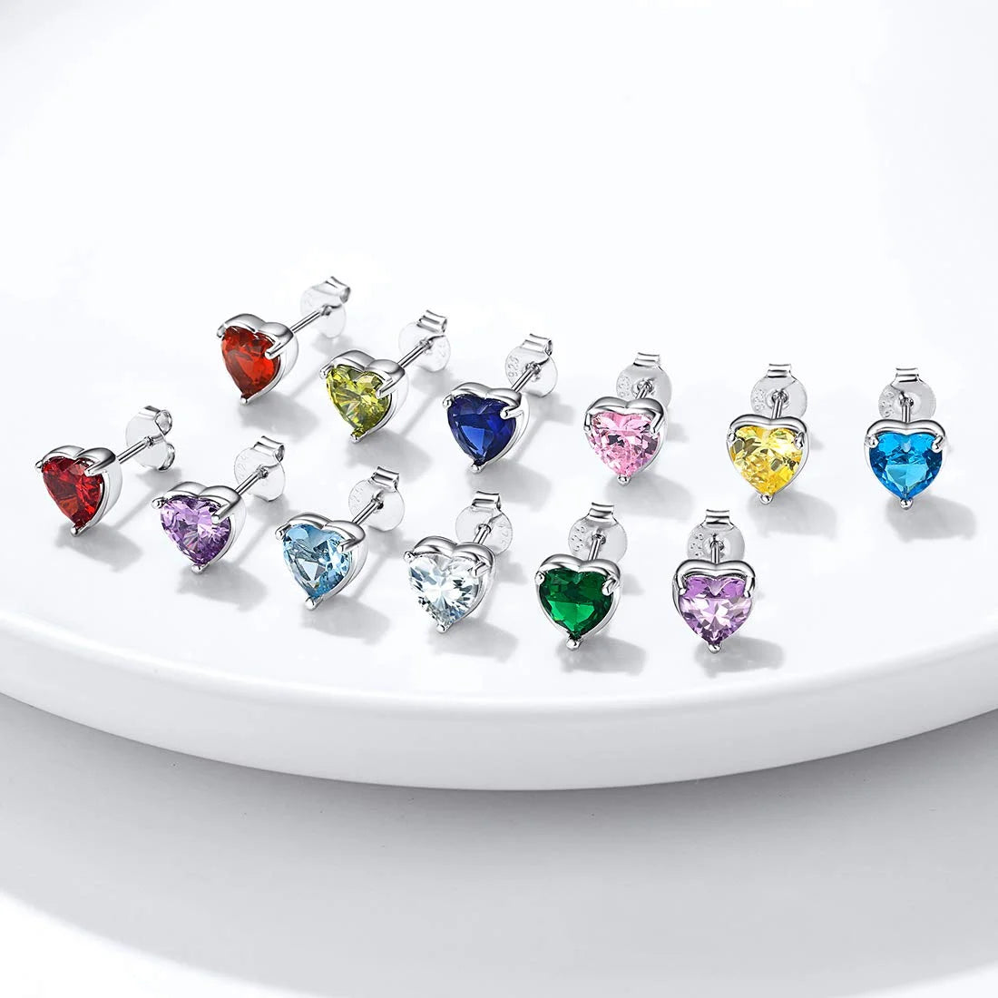 925 Sterling Silver Heart Birthstone Earrings, Synthetic Garnet Studs Cute Gift for Birthday Valentine'S Day, Party & Daily Wear Accessory for Women