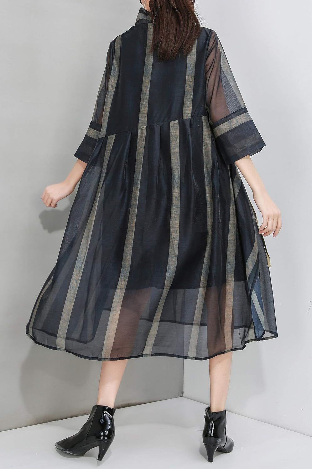 Women'S Summer Half Sleeve Tulle Dress Casual Loose Fit Organza Funky Dress GY2280