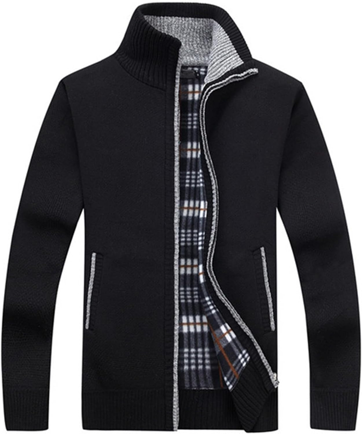 Men'S Casual Full Zip Slim Thick Knitted Cardigan Sweaters with Pockets