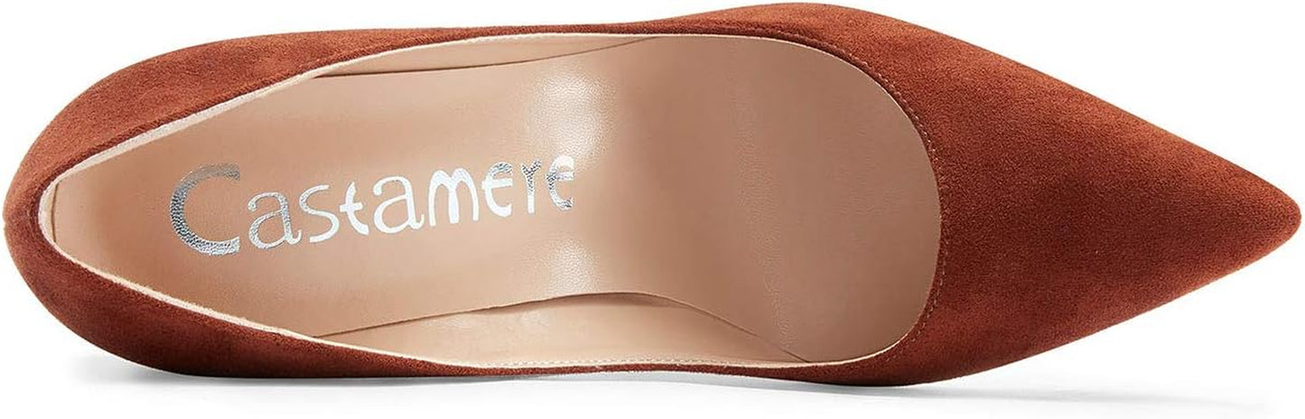 Womens Sky High Heels Basic Pumps Pointed Toe Stilettos 12CM Heel Shoes Brown Suede Shoes 11 M US