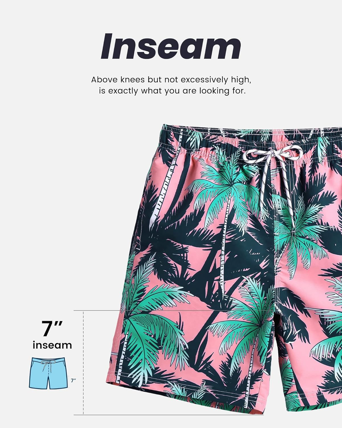 Mens Swim Trunks Quick Dry Swim Shorts with Mesh Lining Funny Swimwear Bathing Suits 7Inch