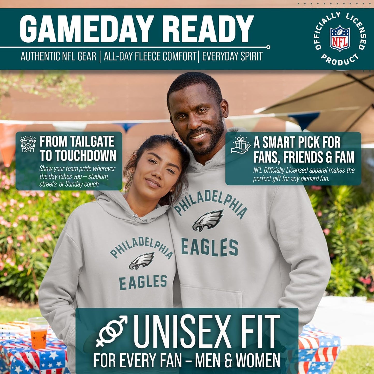 NFL Adult Gameday Hooded Sweatshirt - Poly Fleece Cotton Blend - Stay Warm and Represent Your Team in Style