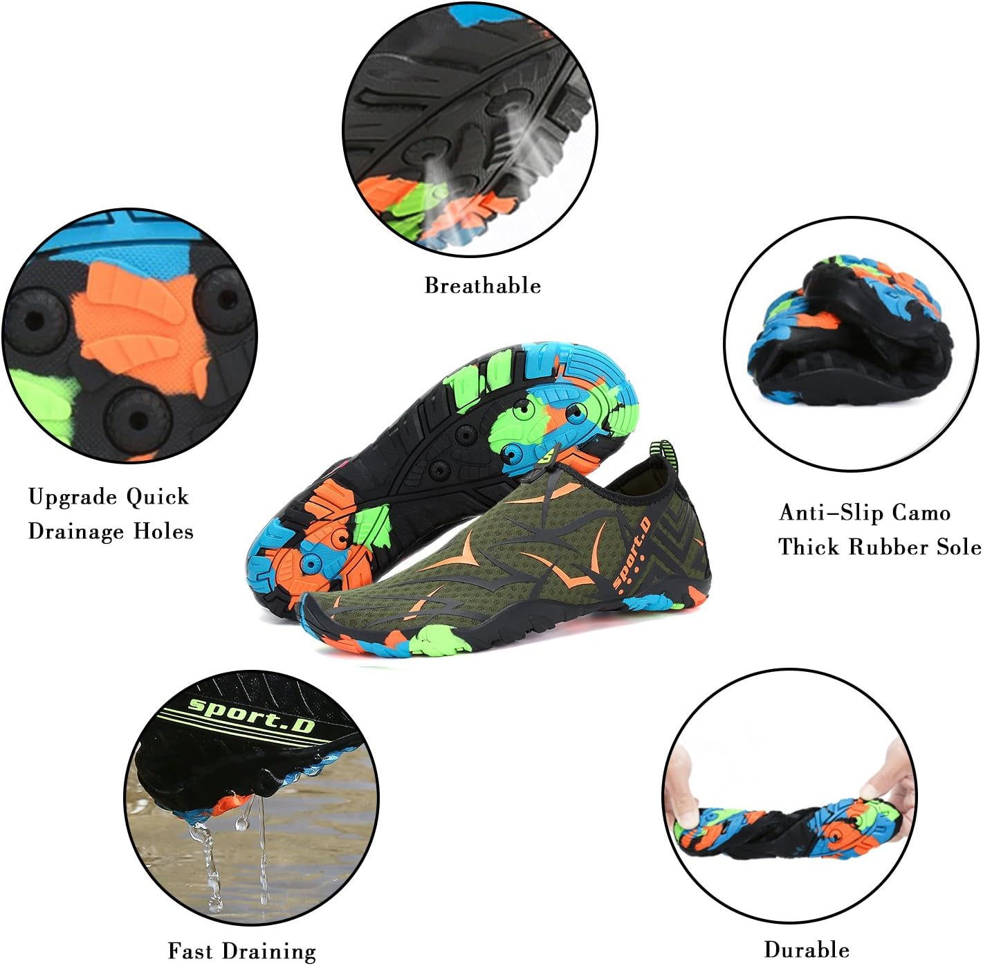 Womens Mens Water Shoes Barefoot Aqua Shoes Quick Dry Beach Swim Shoe for Diving Kayaking Surfing Water Sports