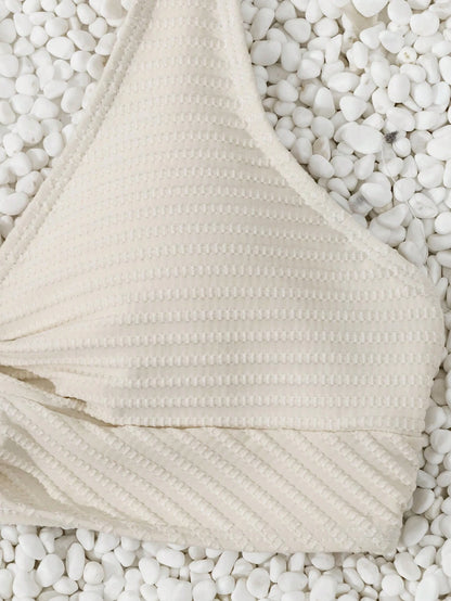 Swim Basics Summer Beach Ladies' Solid Color Twist Front Bikini Set