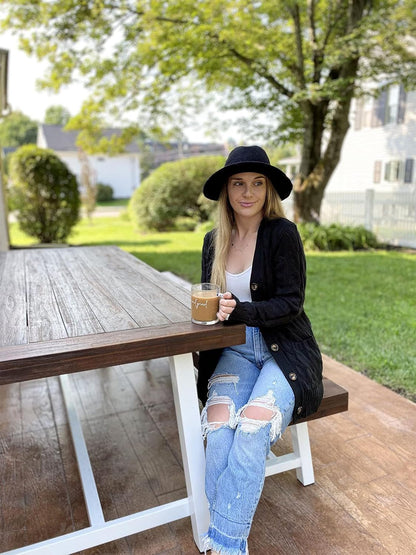 Women'S 2025 Fall Long Sleeve Cable Knit Sweater Open Front Cardigan Button Loose Outerwear