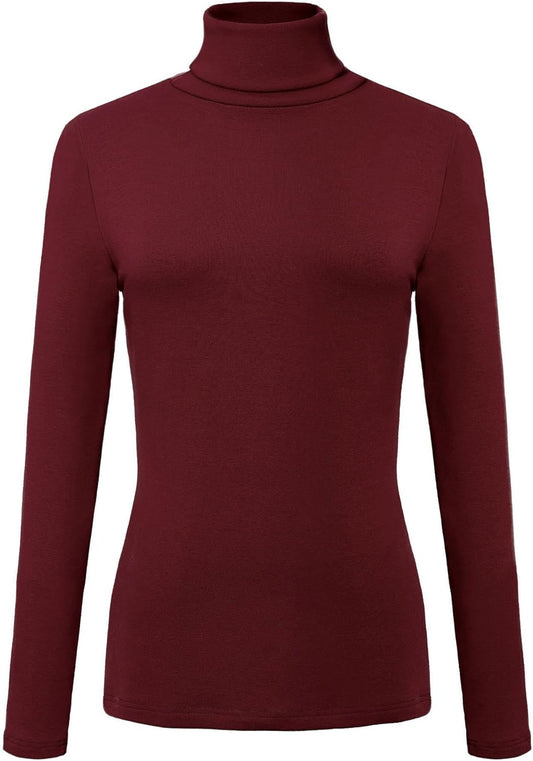 Women'S Long Sleeve Turtleneck Slim Fitted T Shirts Basic Stretch Tee Tops
