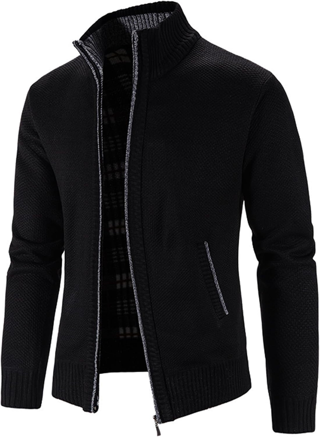 Men'S Casual Full Zip Slim Thick Knitted Cardigan Sweaters with Pockets