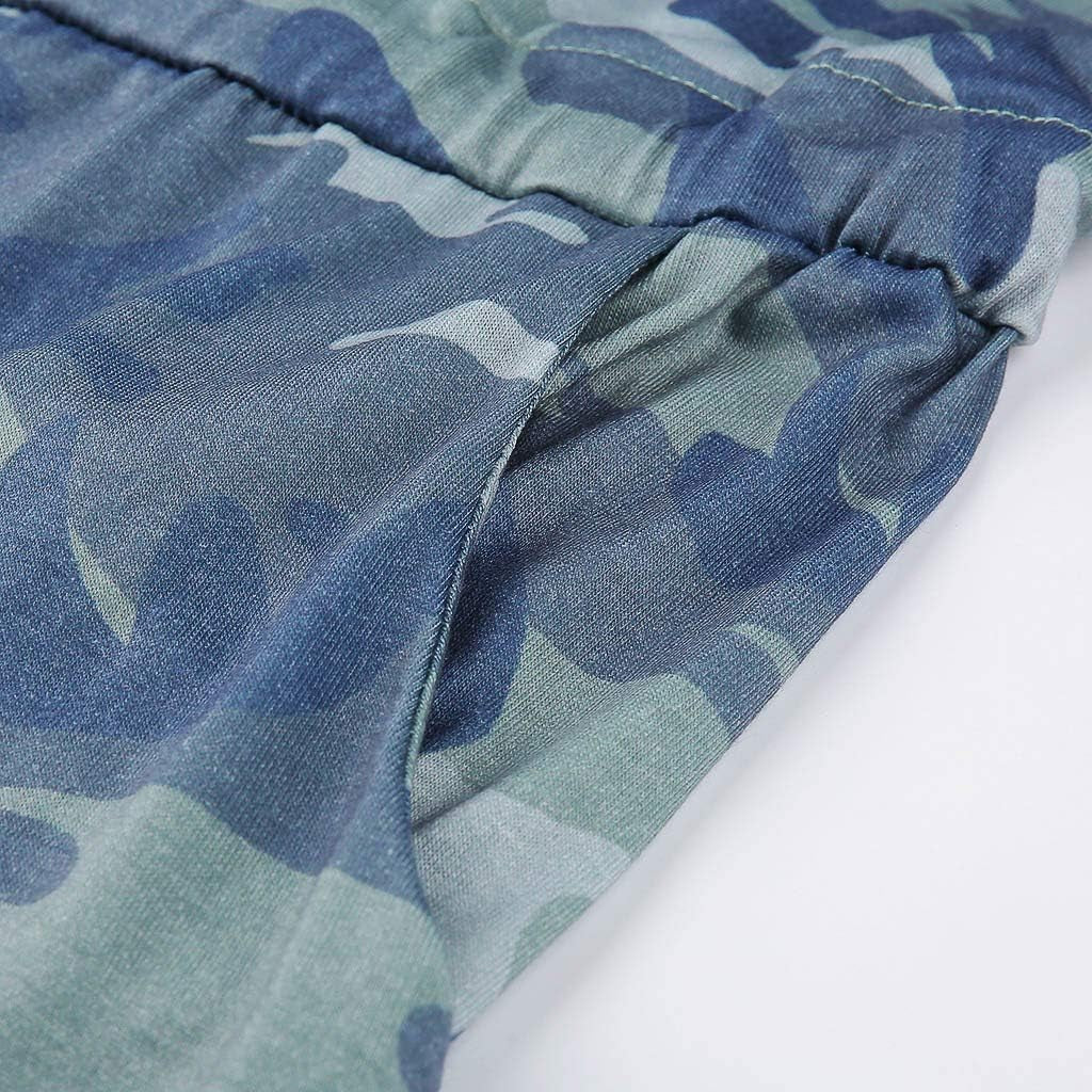 Camo Print Short Romper Sleeveless V Neck Half Cute Short One Piece Jumpsuit Playsuit Jumper with Pocket(Camouflage,S=Us 4)