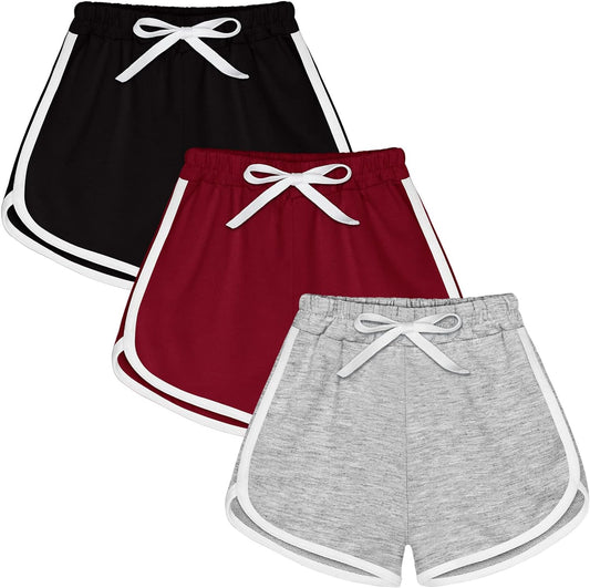 3 Pieces Girls Boys Running Athletic Shorts Dance Sport Shorts Summer Workout Shorts for Toddler Kids