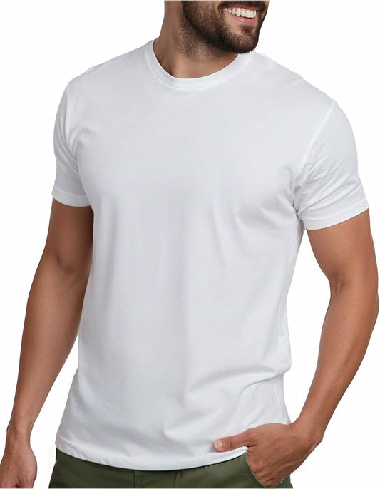 Men'S T-Shirts Soft Cotton Blend Crew Neck Tee S - 4XL Athletic Fit Plain Basic T-Shirt for Men
