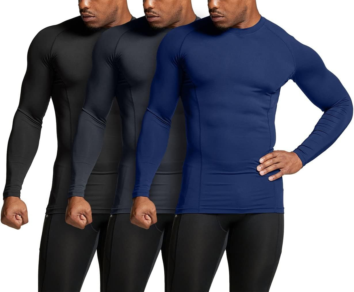 Men'S UPF 50+ Long Sleeve Compression Shirts, Water Sports Rash Guard Base Layer, Athletic Workout Shirt