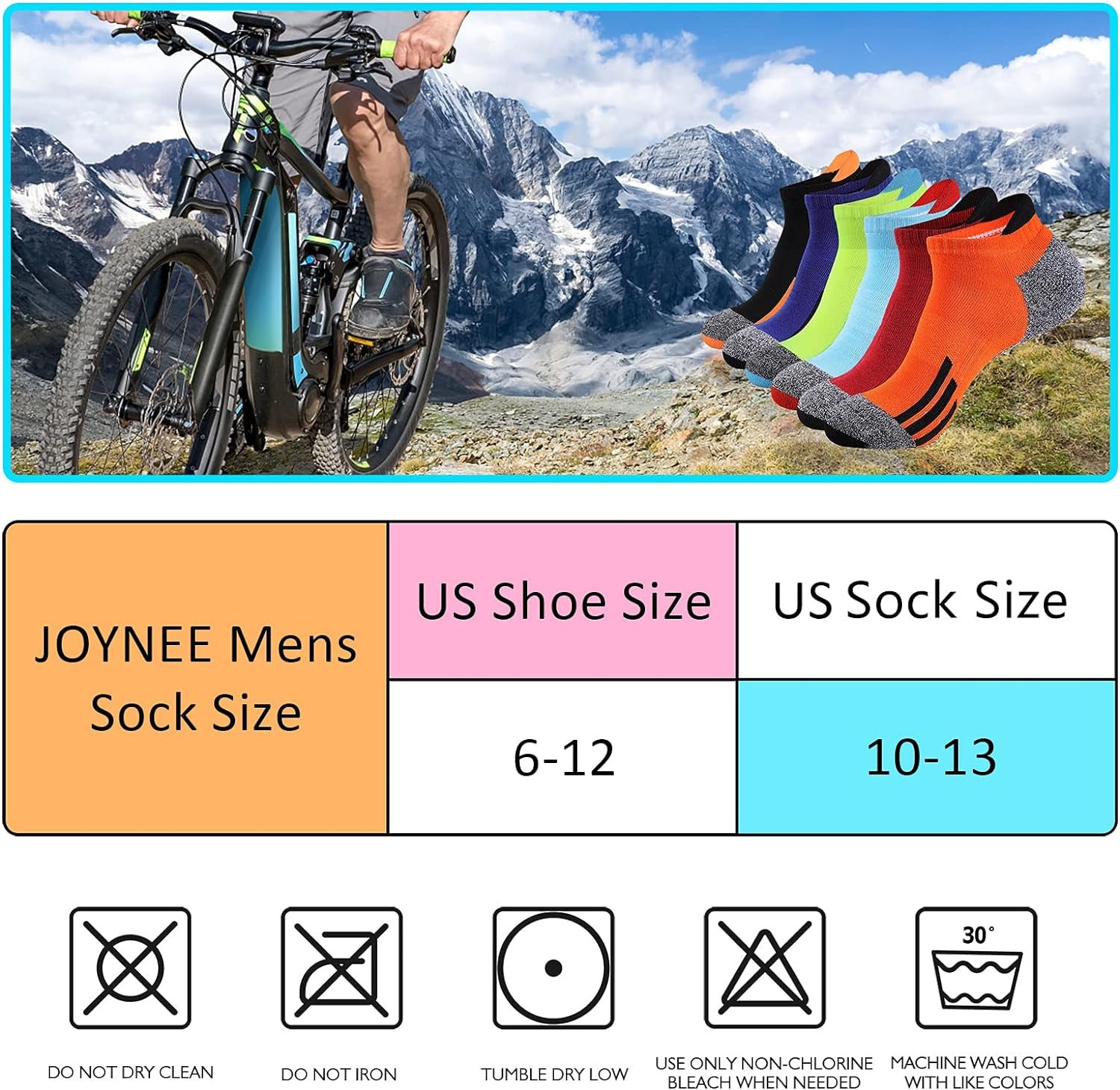 Mens Ankle Low Cut Athletic Tab Socks for Men Sport Comfort Cushion Sock 6 Pack