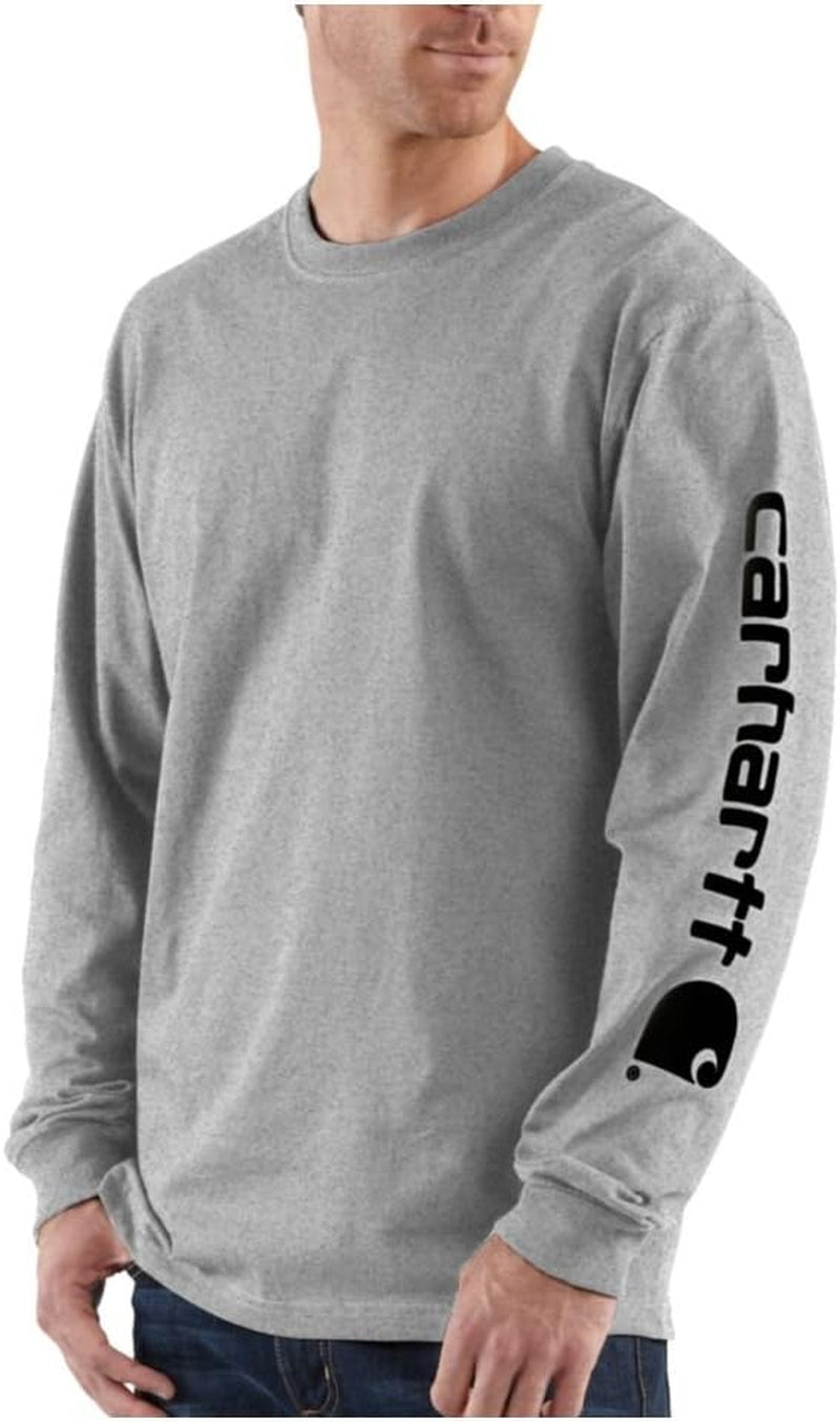 Men'S Loose Fit Heavyweight Long-Sleeve Logo Sleeve Graphic Closeout T-Shirt