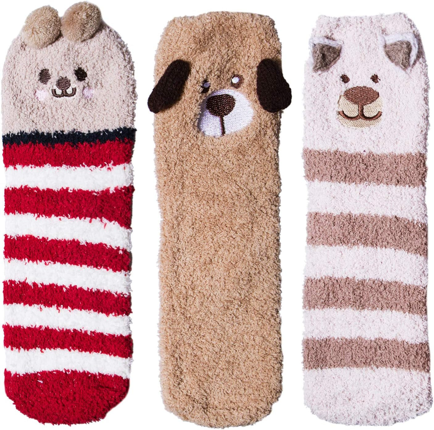 Panvbo Fuzzy Socks for Women, Winter Warm Super Soft Cozy Fluffy Plush Home Slipper Socks, Love Heart Patterned