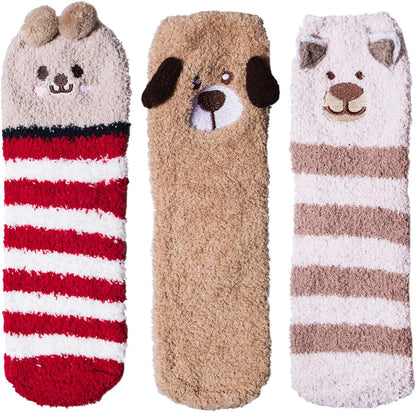 Panvbo Fuzzy Socks for Women, Winter Warm Super Soft Cozy Fluffy Plush Home Slipper Socks, Love Heart Patterned