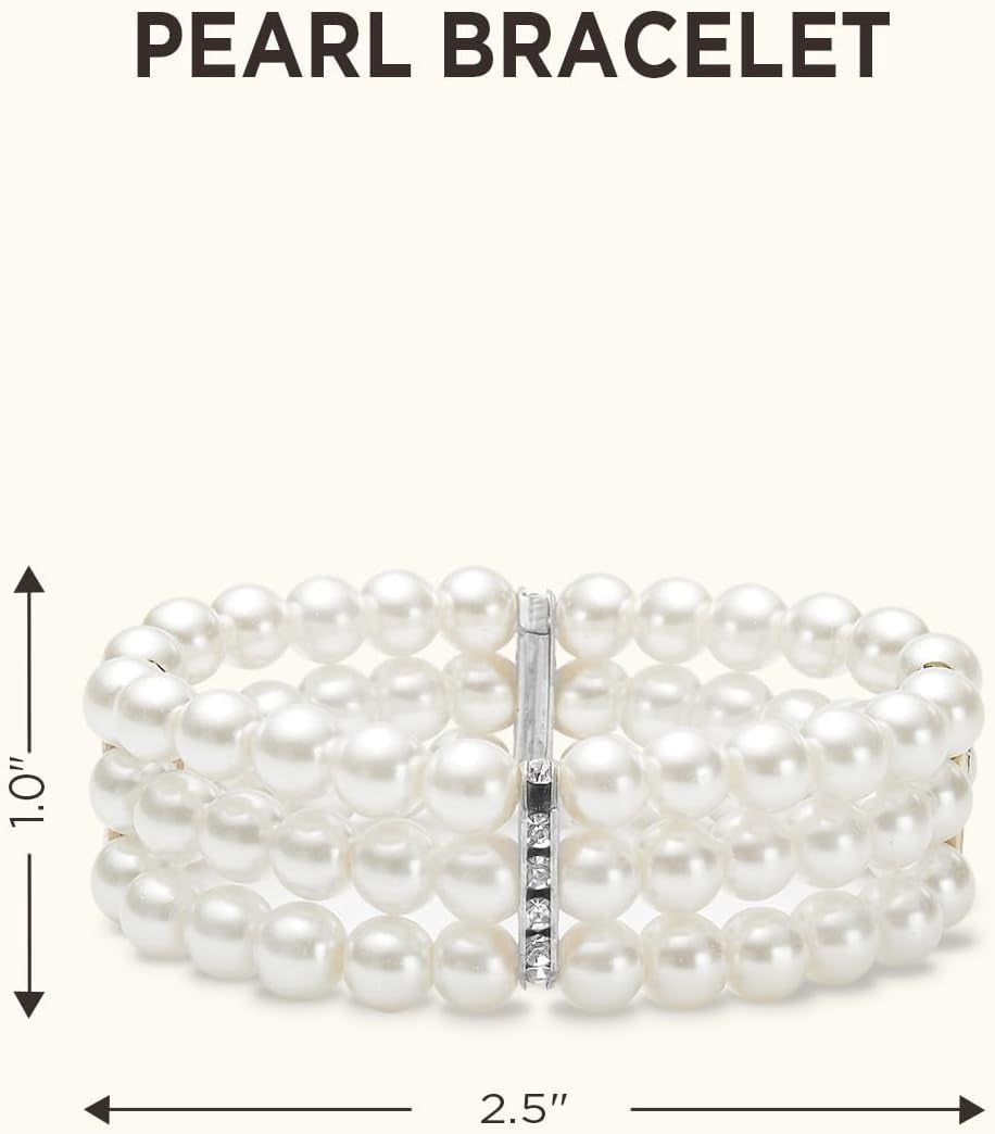 1920S Flapper Accessories Gatsby Costume Accessories Set 20S Flapper Headband Pearl Necklace Gloves Plastic Holder