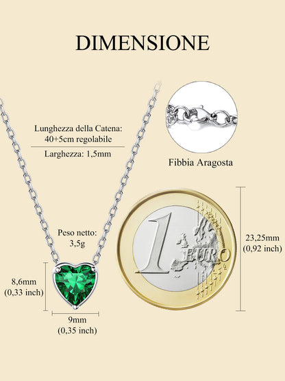 Silver Necklace 925 Sterling Silver Birthstone Love Heart Necklace Mother'S Day Gifts for Mom