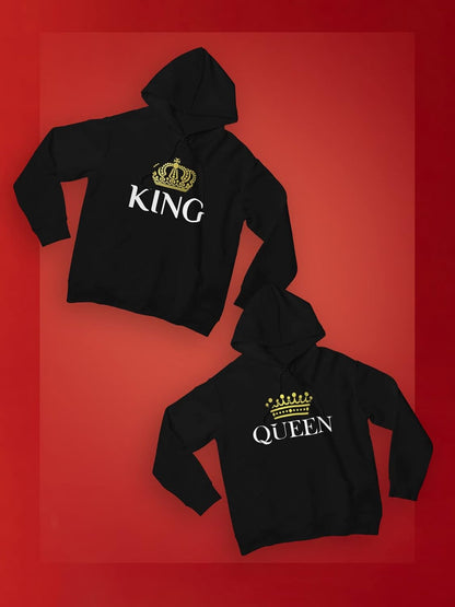 King & Queen Matching Couple Hoodie Set Valentine'S Day Gift His & Hers Women Hoodie Women Large/Men Medium,Black