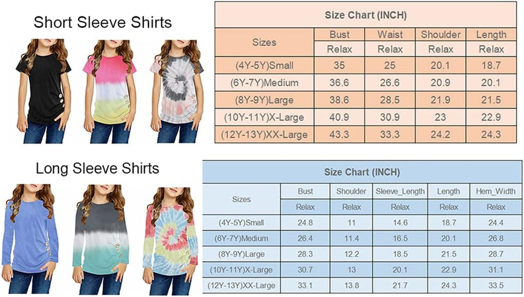 Girls Casual Tunic Tops Knot Front Long Sleeve Loose Soft Blouse T-Shirt Size 4-13