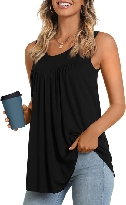 Women'S Tank Tops 2025 Summer Tunics Casual Sleeveless Shirts Ladies Loose Fit Blouses S-4XL