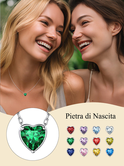 Silver Necklace 925 Sterling Silver Birthstone Love Heart Necklace Mother'S Day Gifts for Mom