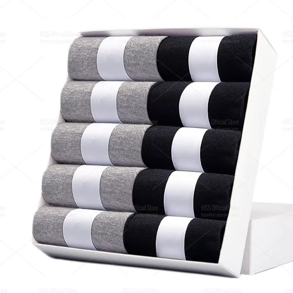 5/10 Pairs Men'S Cotton Blend Socks Black Business Men Socks Soft Breathable Summer Winter for Male Socks plus Size (6.5-14)