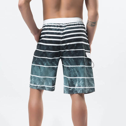 Men'S Swim Trunks, Quick Dry Board Shorts, Colorful Stripe Swimming Shorts,38,B1-Grey