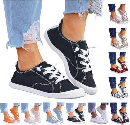 Walking Shoes for Women Slip On,Women’S Canvas Slip on Shoes Sneakers for Women Fashion Comfortable White Black Elastic Sneakers for Women