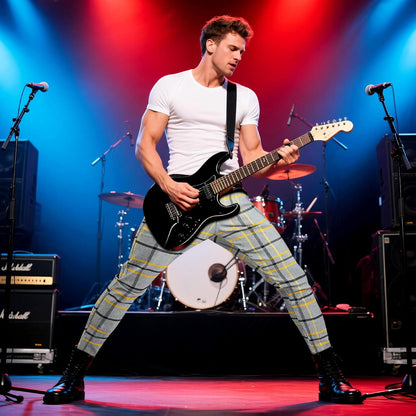 Mens Plaid Dress Pants Stretch Chino Pants Men Slim Fit