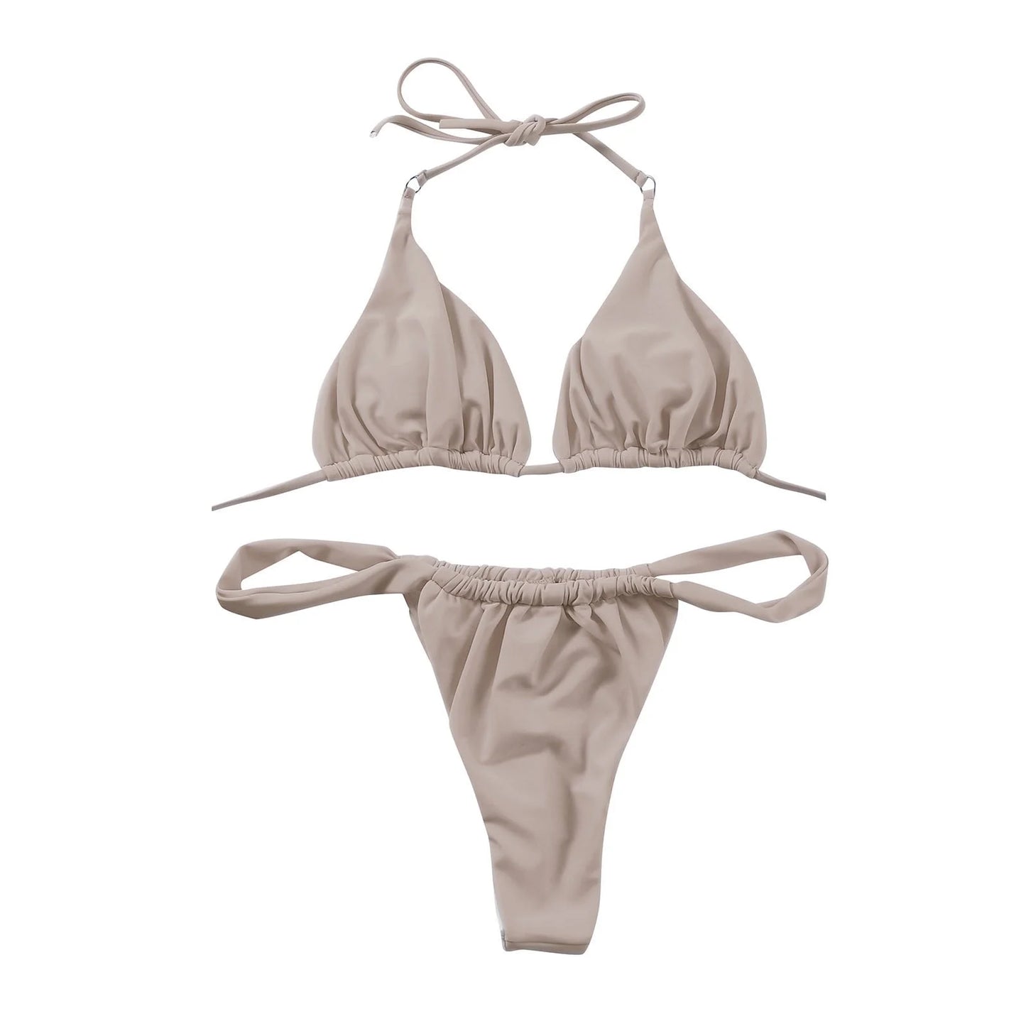 Swimsuits for Women Women Solid Push up High Cut Lace up Halter Bikini Set Two Piece Swimsuit