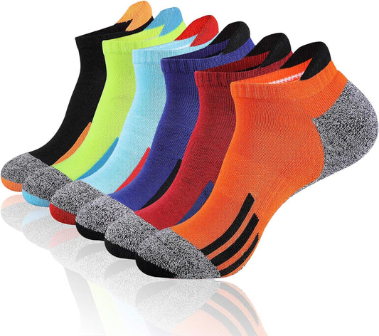 Mens Ankle Low Cut Athletic Tab Socks for Men Sport Comfort Cushion Sock 6 Pack