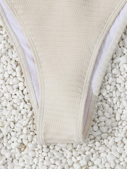 Swim Basics Summer Beach Ladies' Solid Color Twist Front Bikini Set