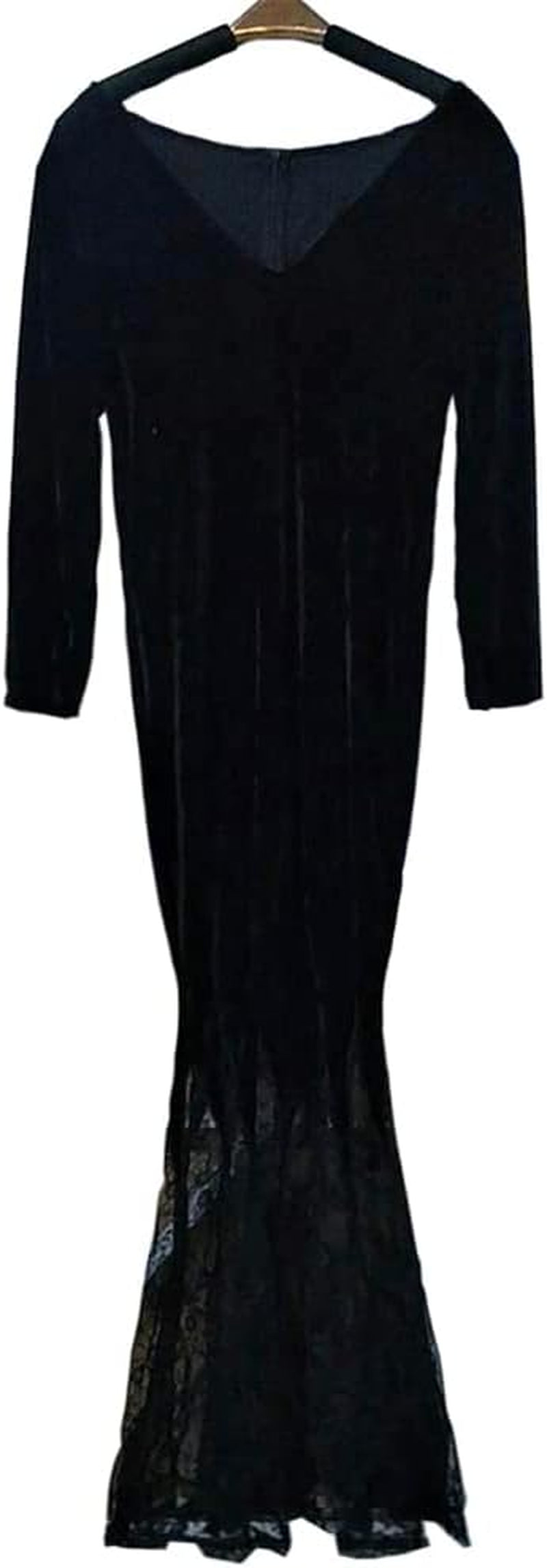 Women'S Maxi Dress V-Neck Black Lace Long Sleeve Party Gown Elegant Vestidos Lapel Rope High Waist Autumn Female