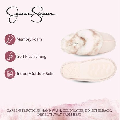 Women'S Comfy Faux Fur House Slipper Scuff Memory Foam Slip on Anti-Skid Sole