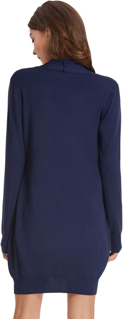 Women Striped Long Sleeve Open Cardigan Sweaters Coat with Pockets