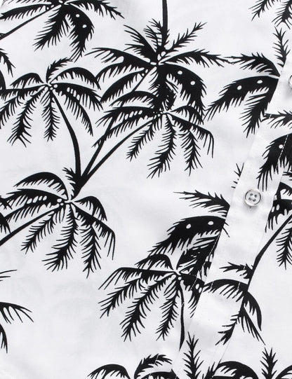 Men'S Printed Beach Hawaiian Button-Down Slim Fit Long Sleeve Dress Shirt (7015 White, Large)