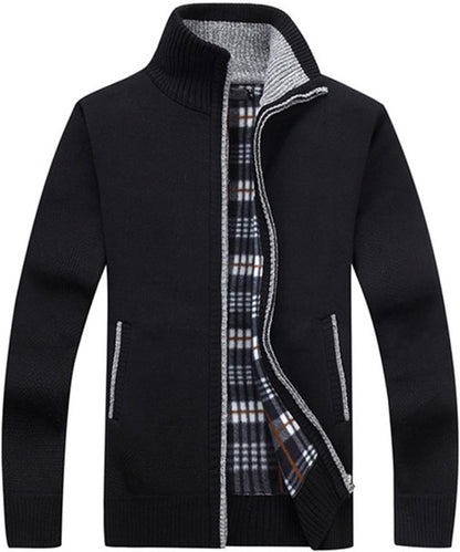 Men'S Casual Full Zip Slim Thick Knitted Cardigan Sweaters with Pockets