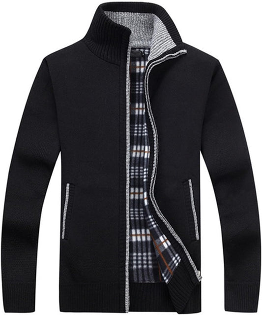 Men'S Casual Full Zip Slim Thick Knitted Cardigan Sweaters with Pockets