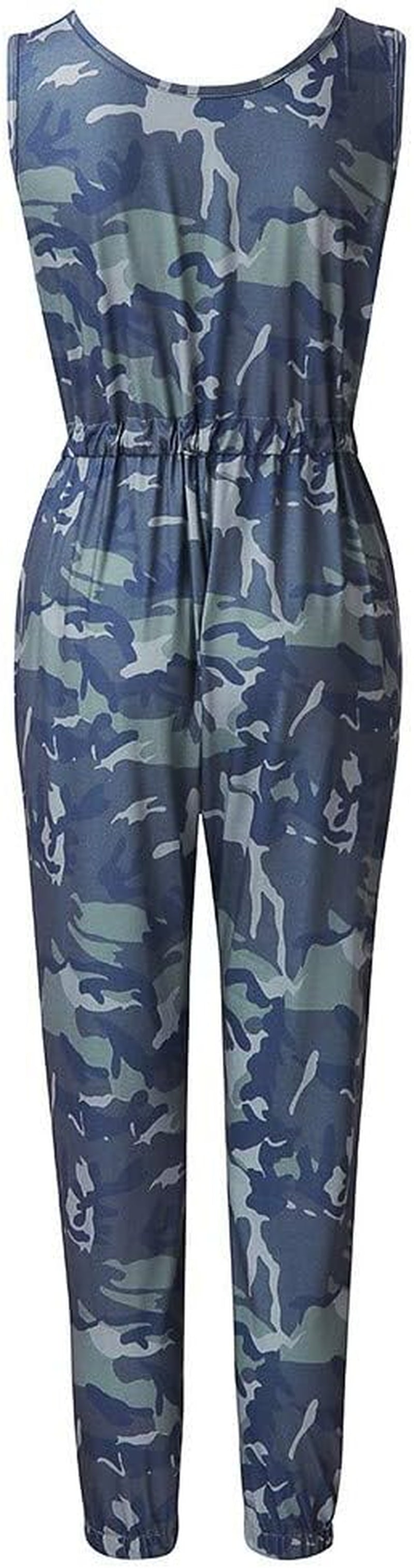 Camo Print Short Romper Sleeveless V Neck Half Cute Short One Piece Jumpsuit Playsuit Jumper with Pocket(Camouflage,S=Us 4)