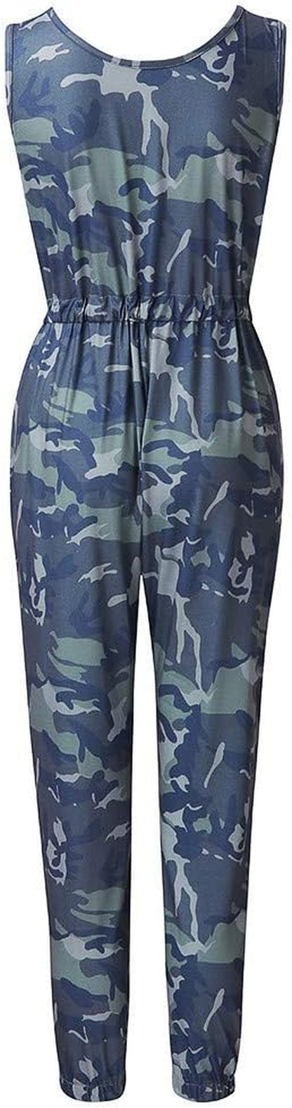 Camo Print Short Romper Sleeveless V Neck Half Cute Short One Piece Jumpsuit Playsuit Jumper with Pocket(Camouflage,S=Us 4)