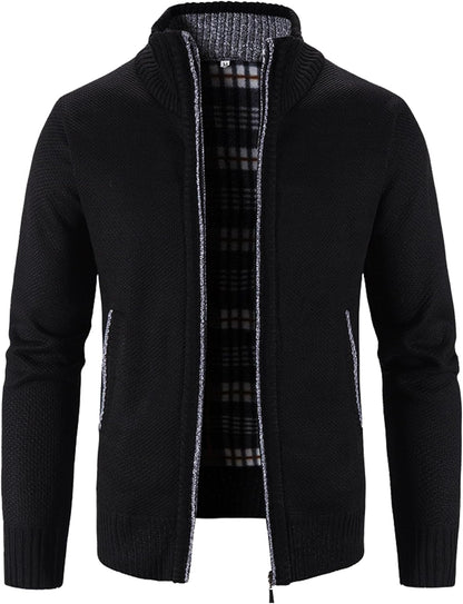 Men'S Casual Full Zip Slim Thick Knitted Cardigan Sweaters with Pockets
