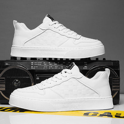 Casual Lace-Up Sneakers Men Fashion Breathable Plaid Flats Shoes