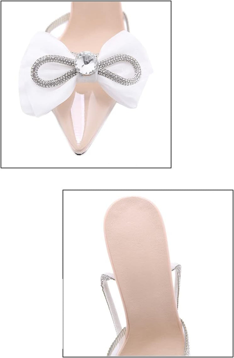Women Clear High Heels and Pumps Transparent Closed Toe Heels with Ankle Strap Sexy Nude Clear Pumps Rhinestone Wedding Shoes High Hills Dress Size 5