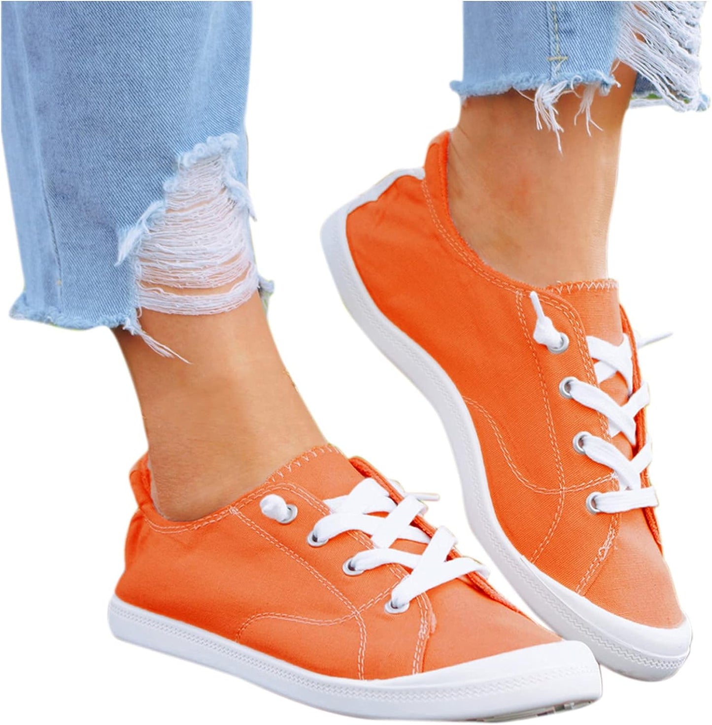 Walking Shoes for Women Slip On,Women’S Canvas Slip on Shoes Sneakers for Women Fashion Comfortable White Black Elastic Sneakers for Women